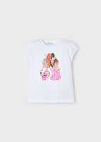 Mayoral tricou fete cu grafica 5-10 ani Alb-orhidee