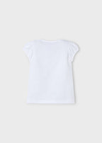 Mayoral tricou fete cu grafica 5-10 ani Alb-orhidee