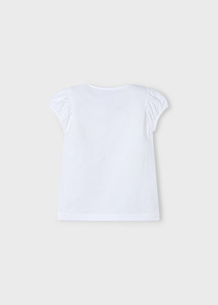 Mayoral tricou fete cu grafica 5-10 ani Alb-orhidee