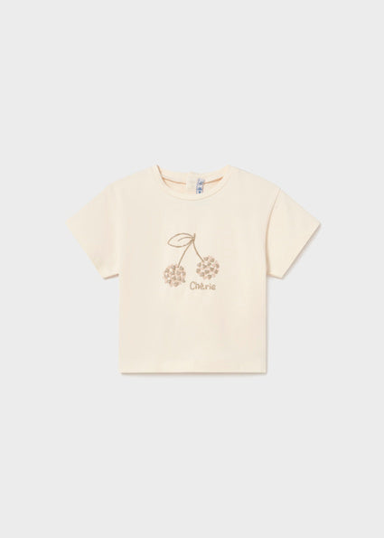 Mayoral tricou fete cu imprimeu cireasa 12-48 luni Ecru