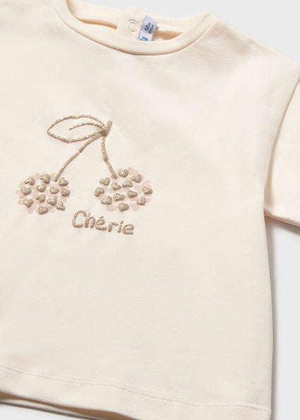 Mayoral tricou fete cu imprimeu cireasa 12-48 luni Ecru Imagine secundară a produsului