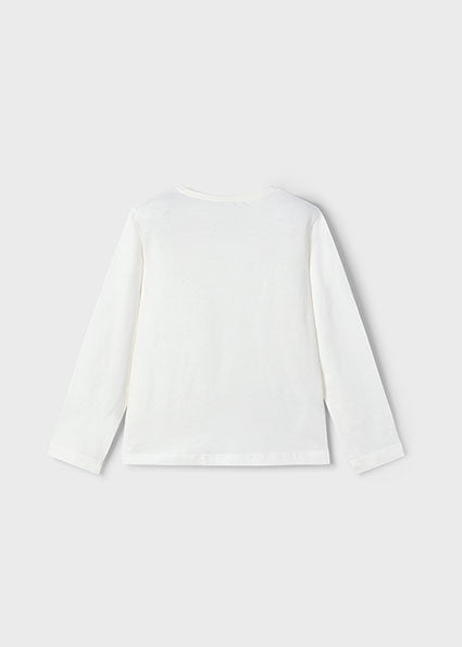 Mayoral tricou fete cu maneca lunga si flori 2-10 ani Off-white Imagine secundară a produsului
