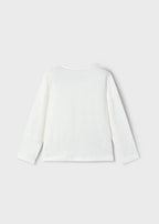 Mayoral tricou fete cu maneca lunga si flori 2-10 ani Off-white