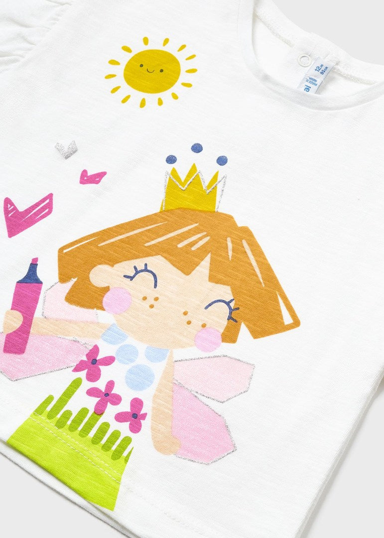 Mayoral tricou fete cu motiv impirmat 12-36 luni Alb