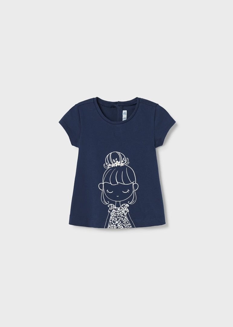 Mayoral tricou fete cu motiv imprimeu 12-36 luni, Navy blue Imagine principală a produsului