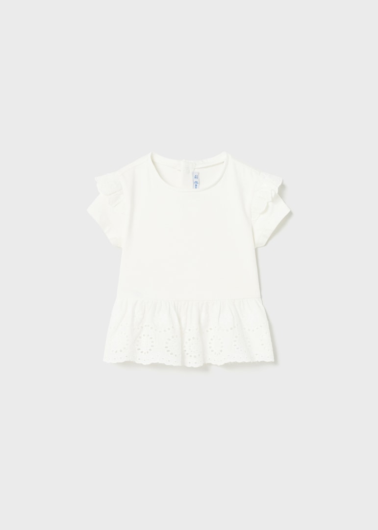 Mayoral tricou fete cu motive perforate12-36 luni Alb