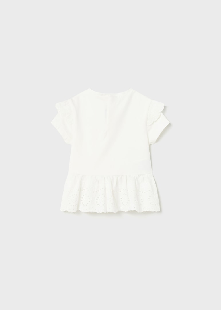 Mayoral tricou fete cu motive perforate12-36 luni Alb