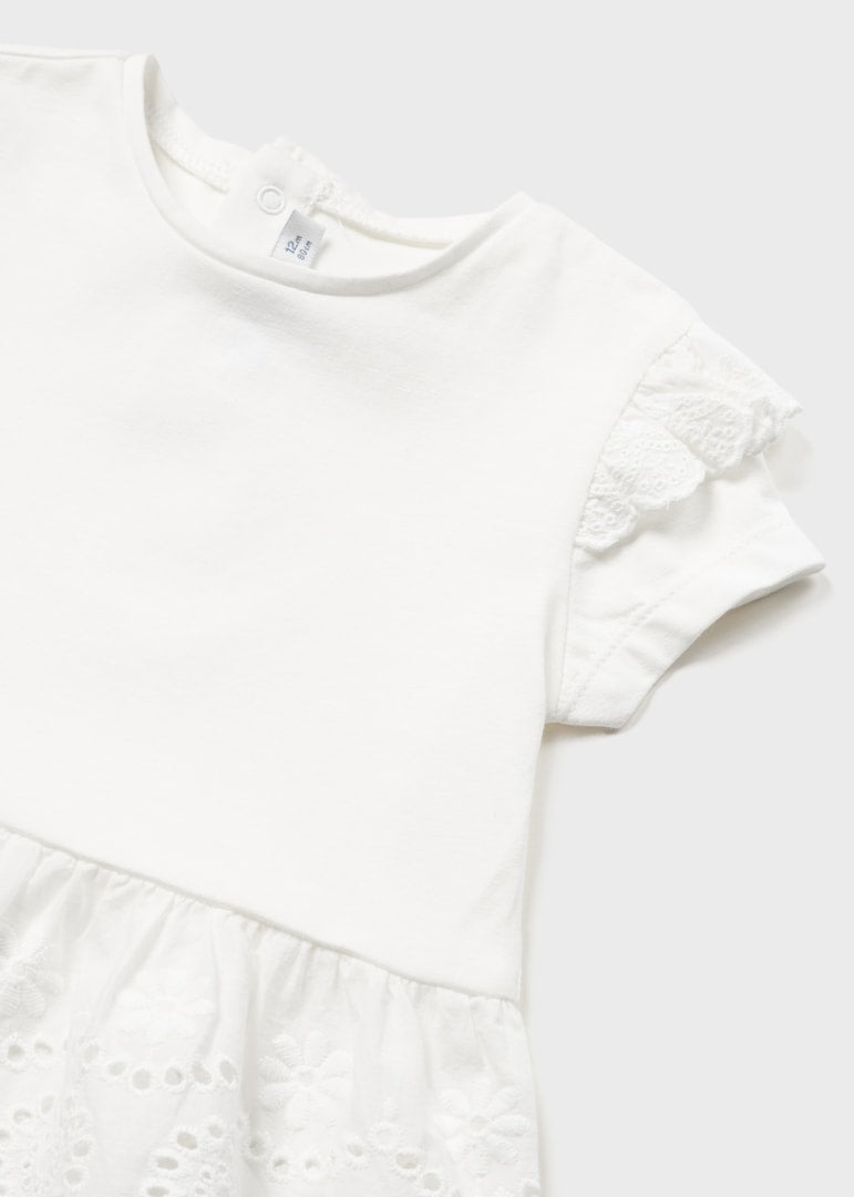 Mayoral tricou fete cu motive perforate12-36 luni Alb