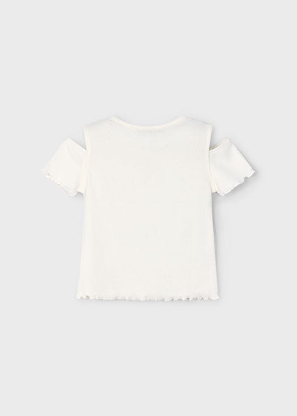 Mayoral tricou fete cu nervuri  5-10 ani Off-white