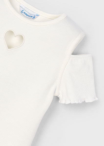 Mayoral tricou fete cu nervuri  5-10 ani Off-white