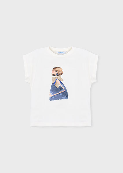 Mayoral tricou fete de vara cu imprimeu papusi 5-10 ani Crudo-Poecelana