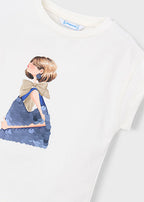 Mayoral tricou fete de vara cu imprimeu papusi 5-10 ani Crudo-Poecelana