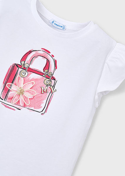 Mayoral tricou fete de vara cu serigrafie 5-10 ani Alb