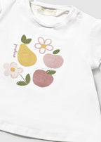 Mayoral tricou fete 0-18 luni White-Rose cu fructe si flori