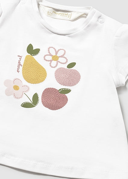 Mayoral tricou fete 0-18 luni White-Rose cu fructe si flori