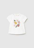 Mayoral tricou fete 0-18 luni White-Rose cu fructe si flori
