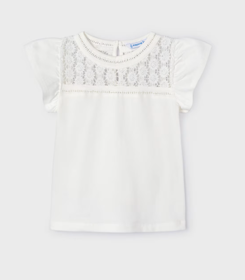 Mayoral tricou fete guipur 2-9 ani Off-white Imagine principală a produsului