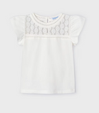 Mayoral tricou fete guipur 2-9 ani Off-white
