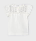 Mayoral tricou fete guipur 2-9 ani Off-white