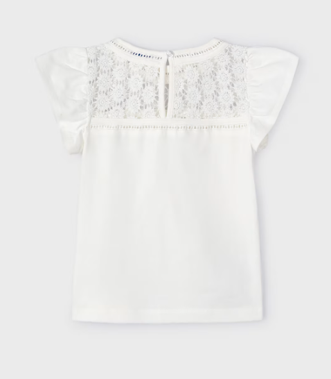 Mayoral tricou fete guipur 2-9 ani Off-white