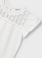 Mayoral tricou fete guipur 2-9 ani Off-white