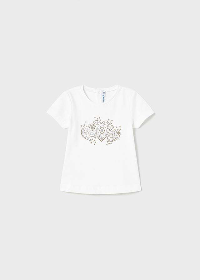 Mayoral tricou fete maneca scurta12-36 luni Alb cu inimioare Imagine principală a produsului