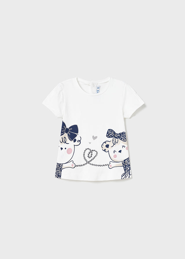 Mayoral tricou fete maneca scurta12-36 luni Alb-navy cu ursulet Imagine principală a produsului