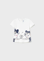 Mayoral tricou fete maneca scurta12-36 luni Alb-navy cu ursulet