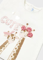 Mayoral tricou fete maneca scurta12-36 luni Off-white cu girafa