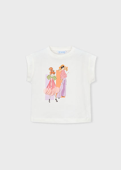 Mayoral tricou fete de vara cu imprimeu papusi 5-10 ani Crudo-Blossom