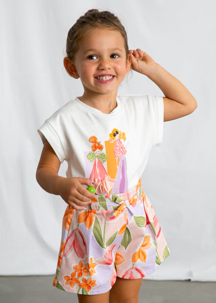 Mayoral tricou fete de vara cu imprimeu papusi 5-10 ani Crudo-Blossom