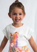 Mayoral tricou fete de vara cu imprimeu papusi 5-10 ani Crudo-Blossom