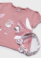 Mayoral tricou fetite cu imprimeu si bentita 12-48 luni Rozaliu