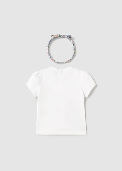 Mayoral tricou fetite cu imprimeu si bentita 12-48 luni White Imagine secundară a produsului