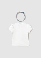 Mayoral tricou fetite cu imprimeu si bentita 12-48 luni White