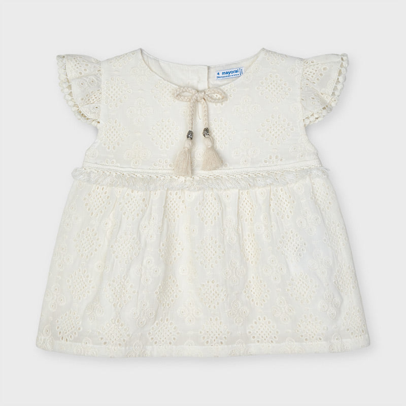 Mayoral bluza fete sifon brodat 4-9 ani, Off-white 3191-042 01 Imagine principală a produsului