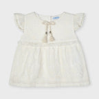 Mayoral bluza fete sifon brodat 4-9 ani, Off-white 3191-042 01