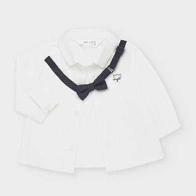 Mayoral camasa baieti cu maneca lunga si papion pentru 0-18 luni, Off-white Imagine secundară a produsului