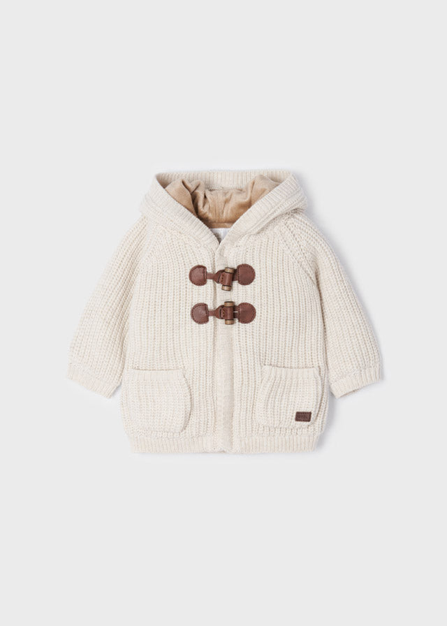 Mayoral cardigan baieti tricot cu gluga 0-18 luni, Milk vigore
