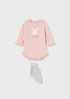 Mayoral compleu fete 2 piese tricot 0-18 luni, Baby pink