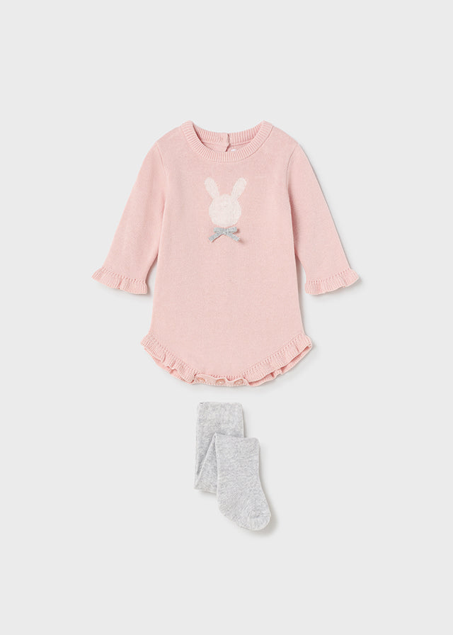 Mayoral compleu fete 2 piese tricot 0-18 luni, Baby pink