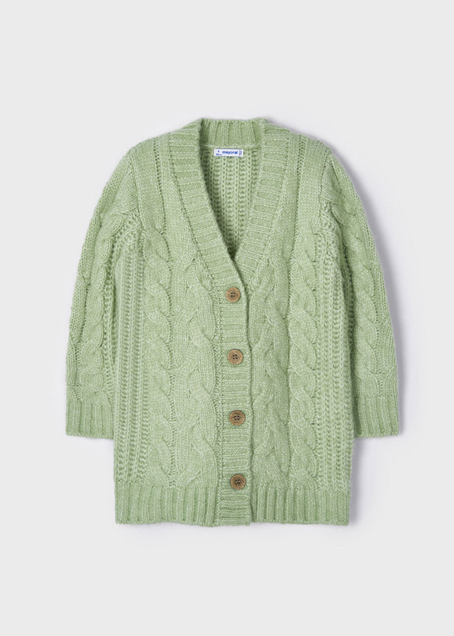 Mayoral jacheta fete tricot cu impletituri 4-9 ani, Aloe