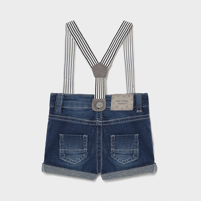 Mayoral pantalon baieti scurti cu bretele 0-18 luni, Denim Imagine secundară a produsului