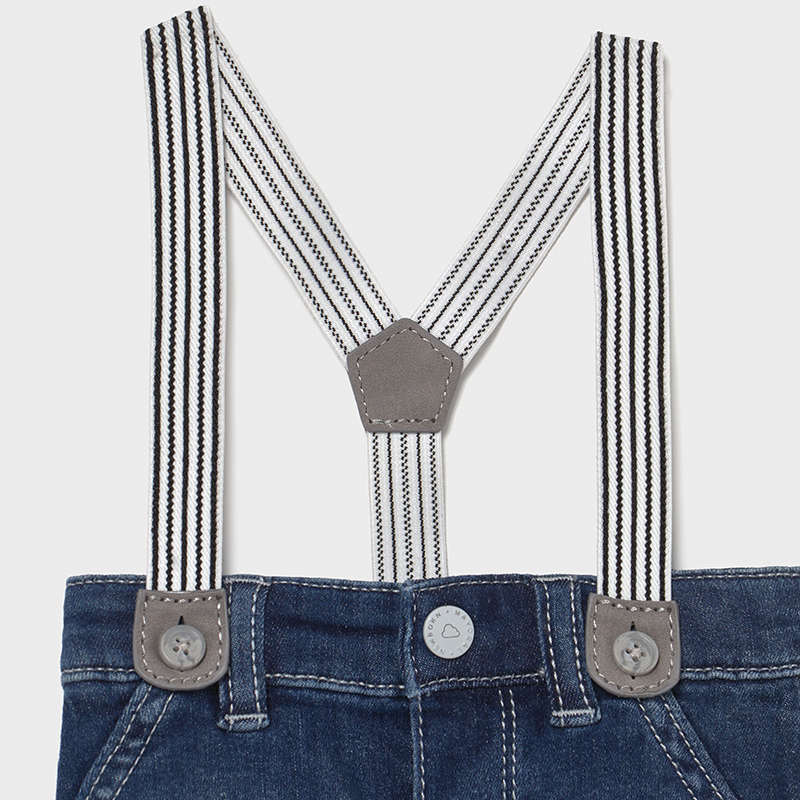 Mayoral pantalon baieti scurti cu bretele 0-18 luni