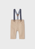 Mayoral pantaloni baieti lungi cu bretele 0-18 luni, Nougat