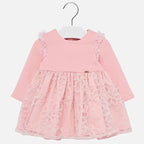Mayoral rochie fete cu tul si broderie 0-12 luni, Roz 2906-088 01