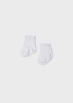 Mayoral set 2 sosete baieti basic 0-18 luni, Alb 9474-091 01