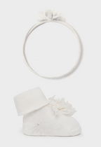 Mayoral set fete bentita si sosete cu flori  0-18 luni Off-white