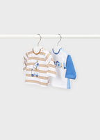 Mayoral tricou baieti maneca lunga 0-18 luni, Blue cu toffee 01