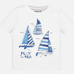 Mayoral tricou baieti pentru 6-36 luni, Vaporas Alb 1045-016 01